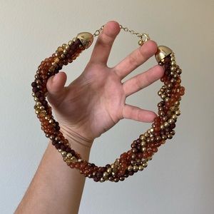 Brown and gold beaded necklace